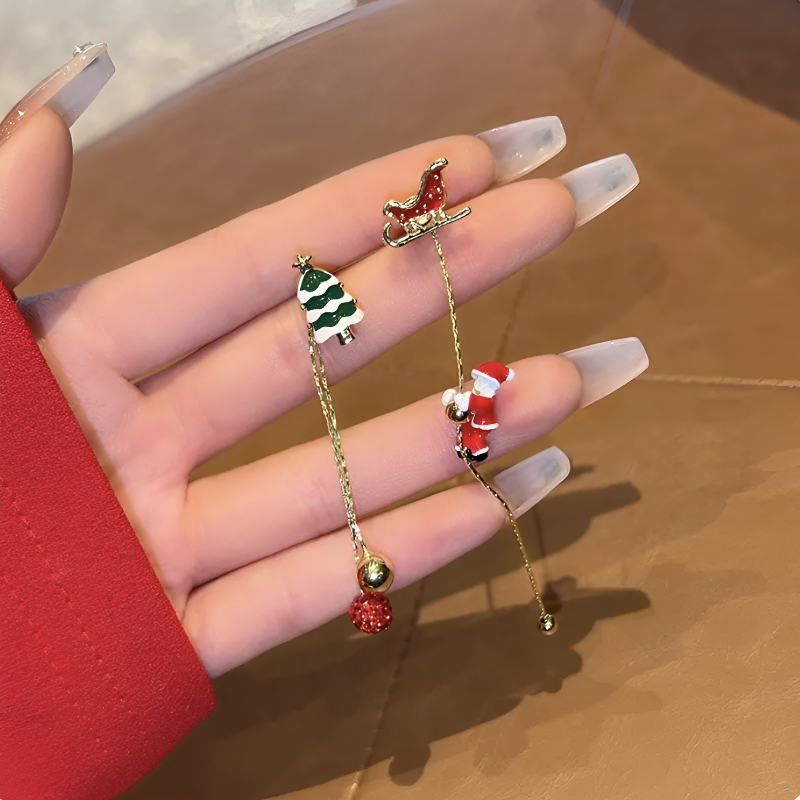 Gold-Tone Christmas Stud Earrings