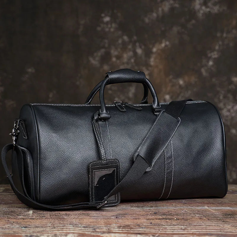 Baron Leather Duffel Bag - Black