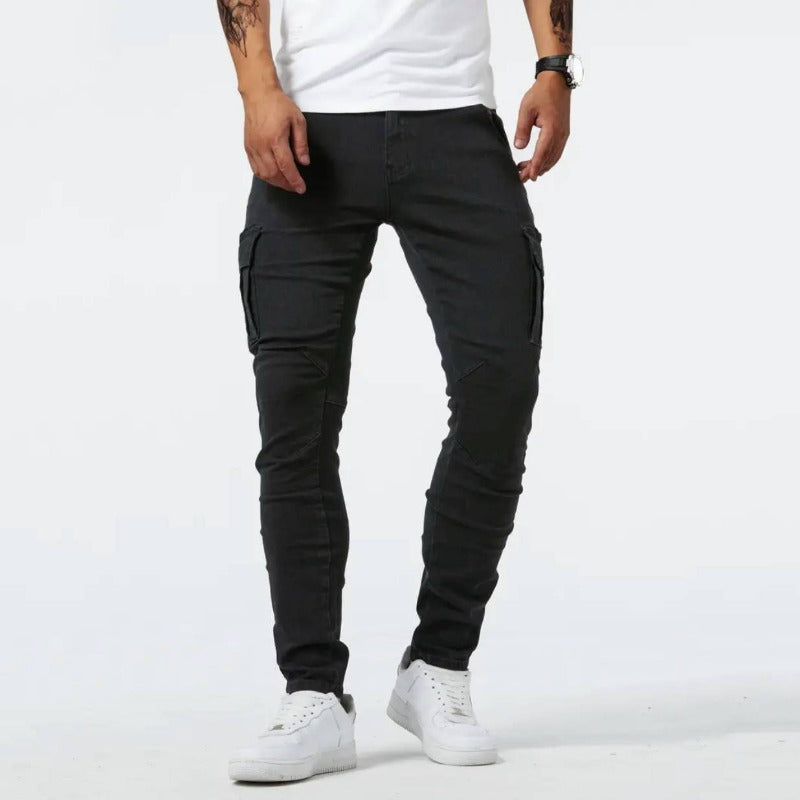 Premium 4-Way Stretch Tapered Cargo Jeans