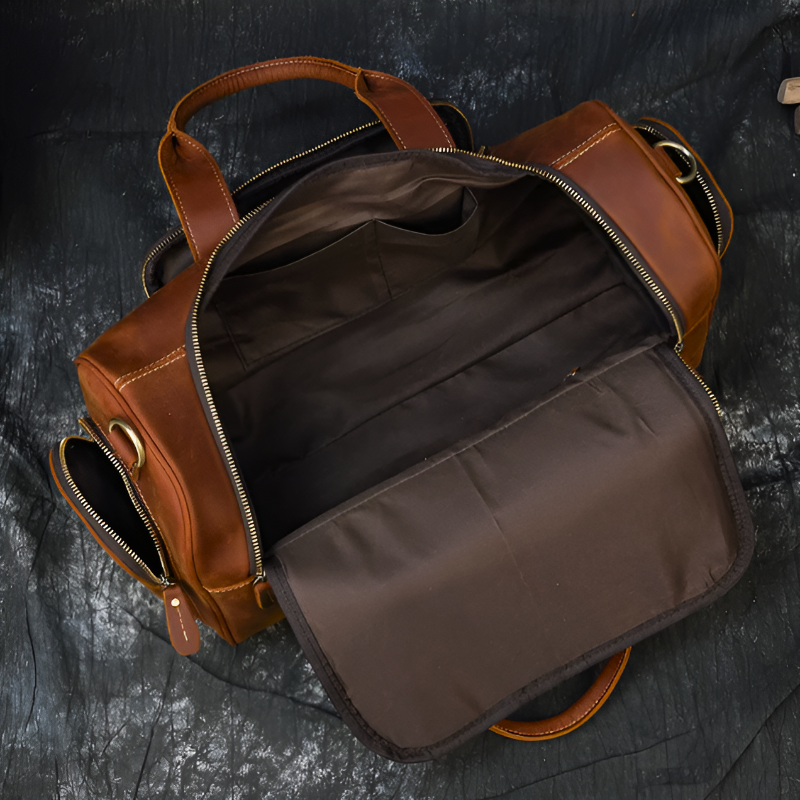 Monaco Leather Duffel Bag - Brown