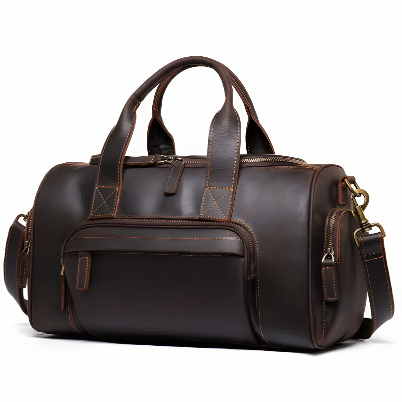 Monaco Leather Duffel Bag - Dark Brown