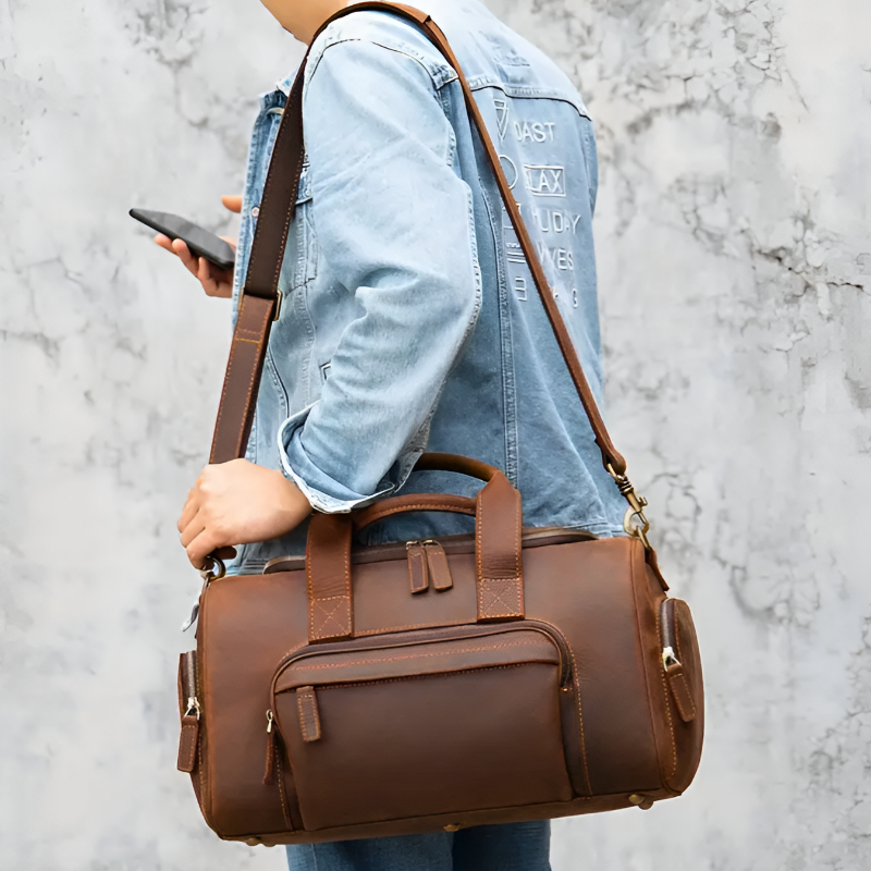 Monaco Leather Duffel Bag - Brown