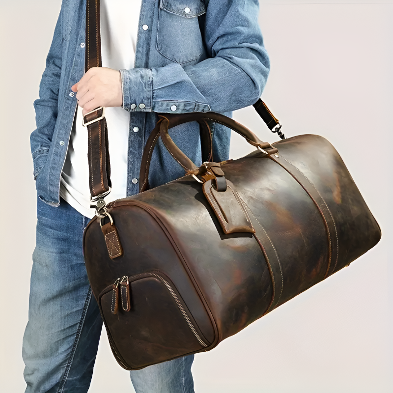 Scavo Leather Duffel - Dark Brown