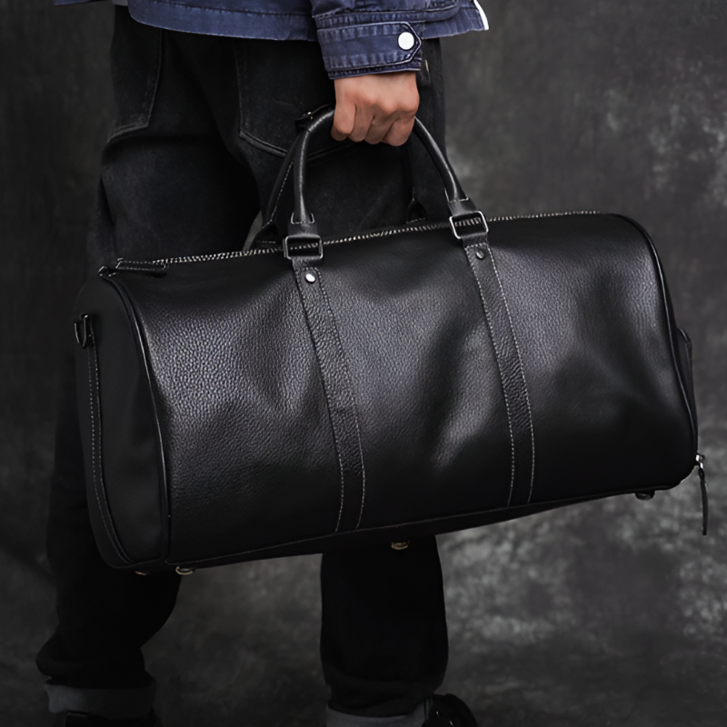 Baron Leather Duffel Bag - Black